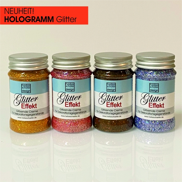 Hologramm Glitter Set, Gold_Roségold_Braun_Gun Silber, 4x90g